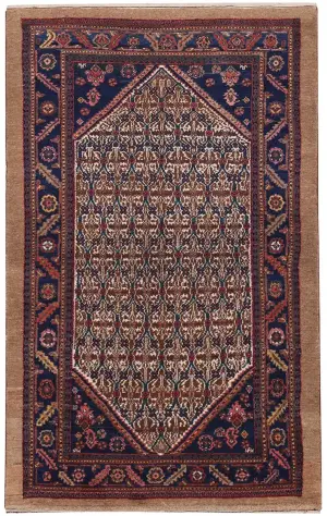 Persian-One of a Kind Serab Beige/Navy - 4' 3'' x 6' 8''