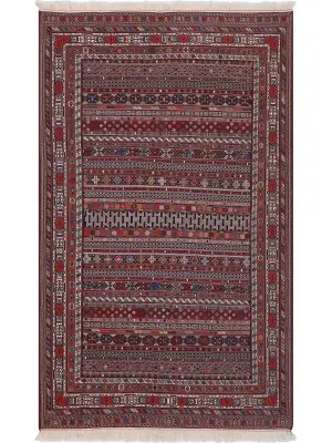 Persian Soumak Soumak Red/Multi - 4' 11'' x 8'