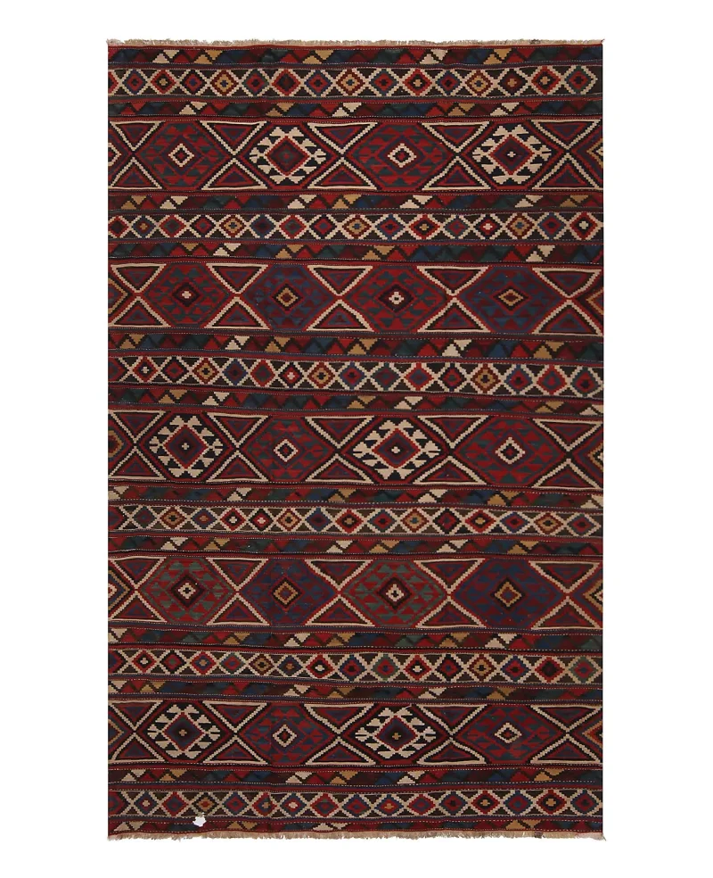 Russian Kilim Geometric Rust/Multi  -  5' 9'' x  9' 6''