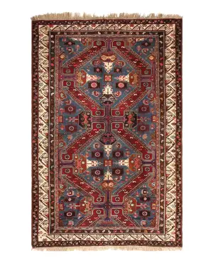 Russian-One of a Kind Caucasian Blue/Multi - 5' 10'' x 9' 9''
