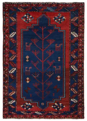 Russian-One of a Kind Tree of Life Navy/Rust - 4' 3'' x 6' 3''