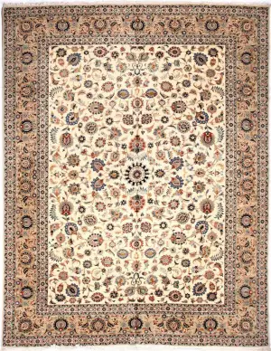 Semi-Antique Persian Kashan Beige - 10' 2'' x 13' 5''
