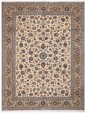 Semi-Antique Persian Kashan Beige/Taupe - 10' 2'' x 13' 5''