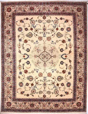 Semi-Antique Persian Kashan Ivory - 10' 6'' x 13' 11''