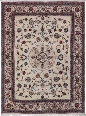 Semi-Antique Persian Kashan Ivory - 10' 6'' x 13' 11''