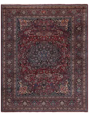 Semi-Antique Persian Mashad Red/Navy - 10' 10'' x 13' 4''