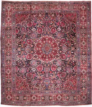 Semi-Antique Persian Mashad Red - 11' 1'' x 12' 1''