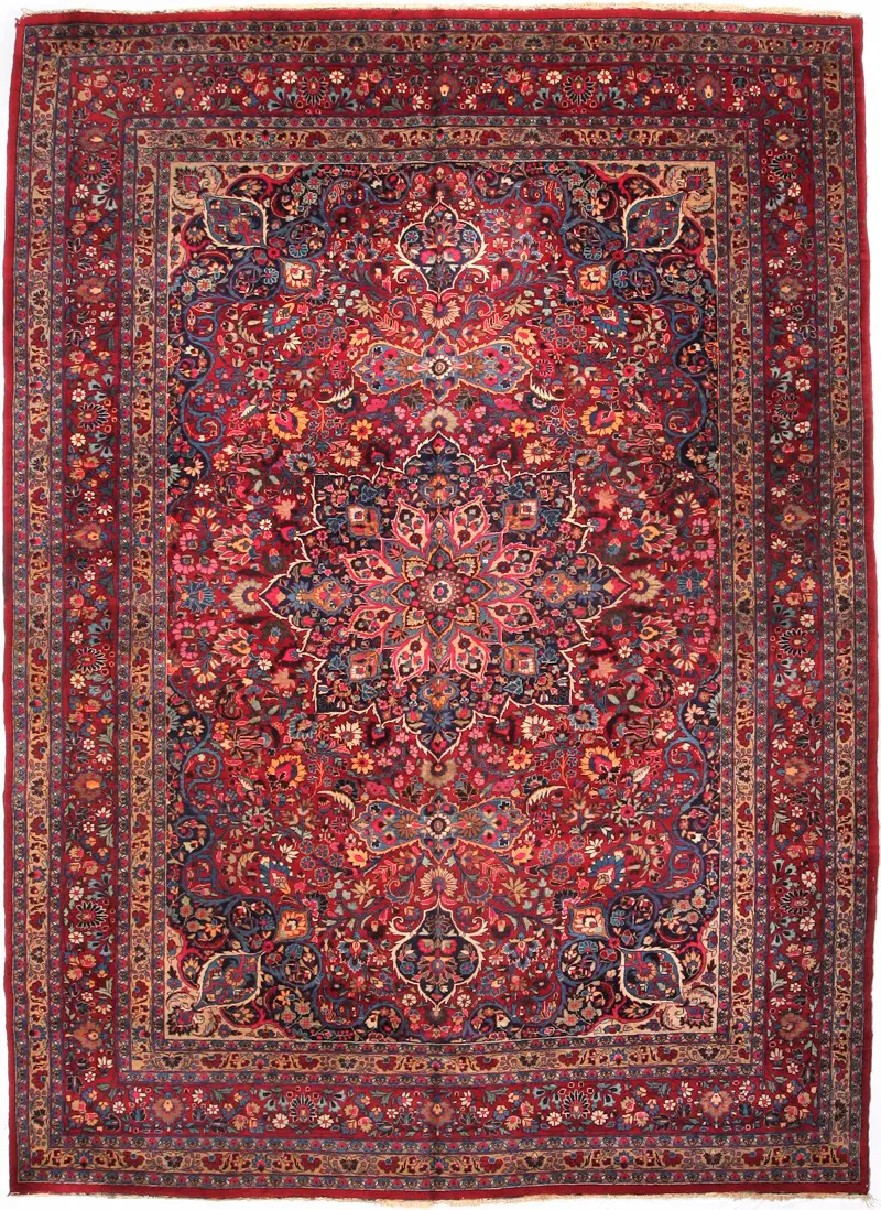 Semi-Antique Persian Mashad Red  -  8' 11'' x  12' 5''