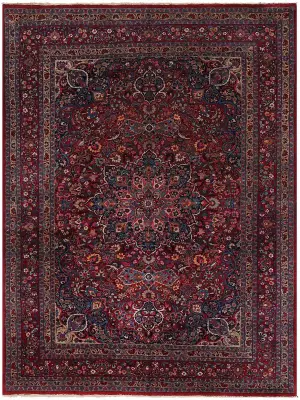 Semi-Antique Persian Mashad Red/Navy - 8' 11'' x 12' 5''