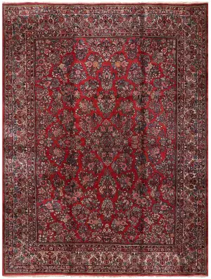 Semi-Antique Persian Sarouk Red/Ivory - 10' 3'' x 13' 9''