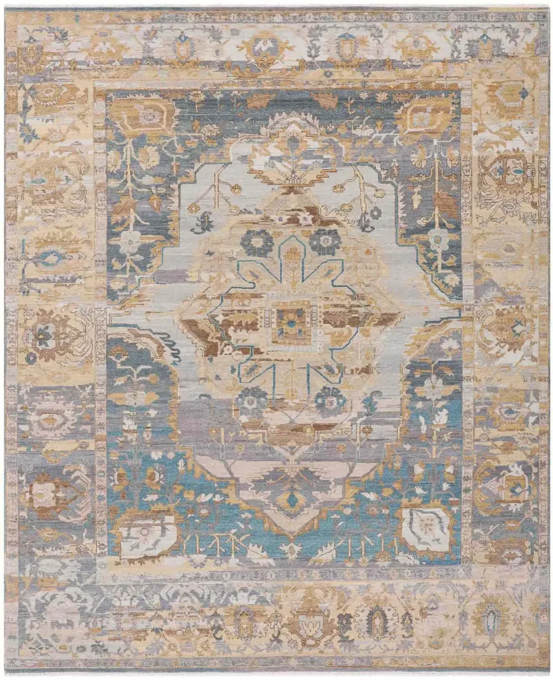 Simone SMN-01 Beige/Teal  -  9'  x  12' 