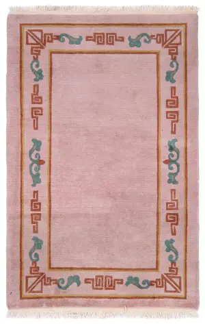 Tibetan-One of a Kind Classic Contemporary Rose - 4' x 6'