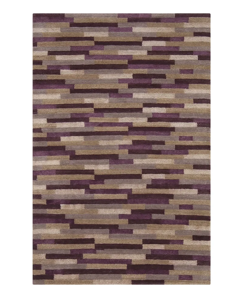 Tibetan Silk and Wool Brick Pattern Purple  -  3'  x  5' 