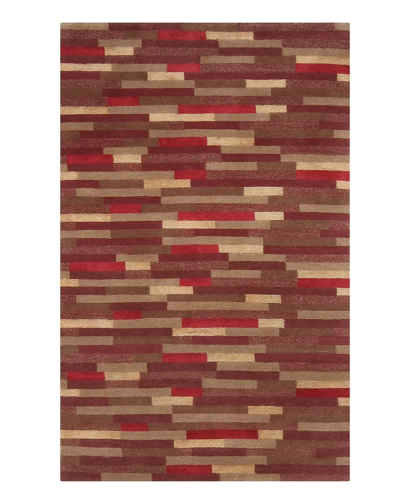 Tibetan Silk and Wool Brick Pattern Red  -  3'  x  5' 