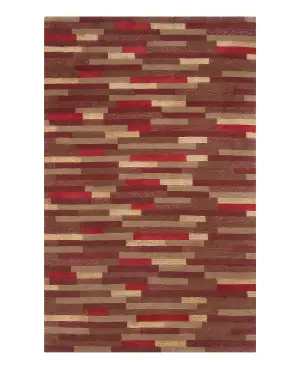 Tibetan Silk and Wool Brick Pattern Red - 3' x 5'