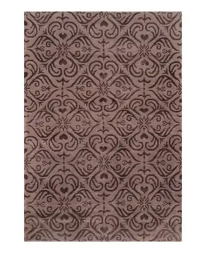 Tibetan Silk and Wool Floral Wave Brown - 3' x 5'