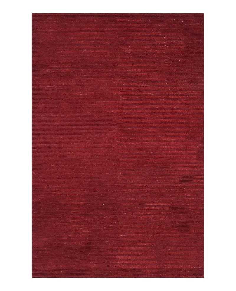 Tibetan Silk and Wool Stripe Burgundy  -  3'  x  5' 