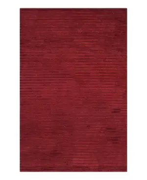 Tibetan Silk and Wool Stripe Burgundy - 3' x 5'