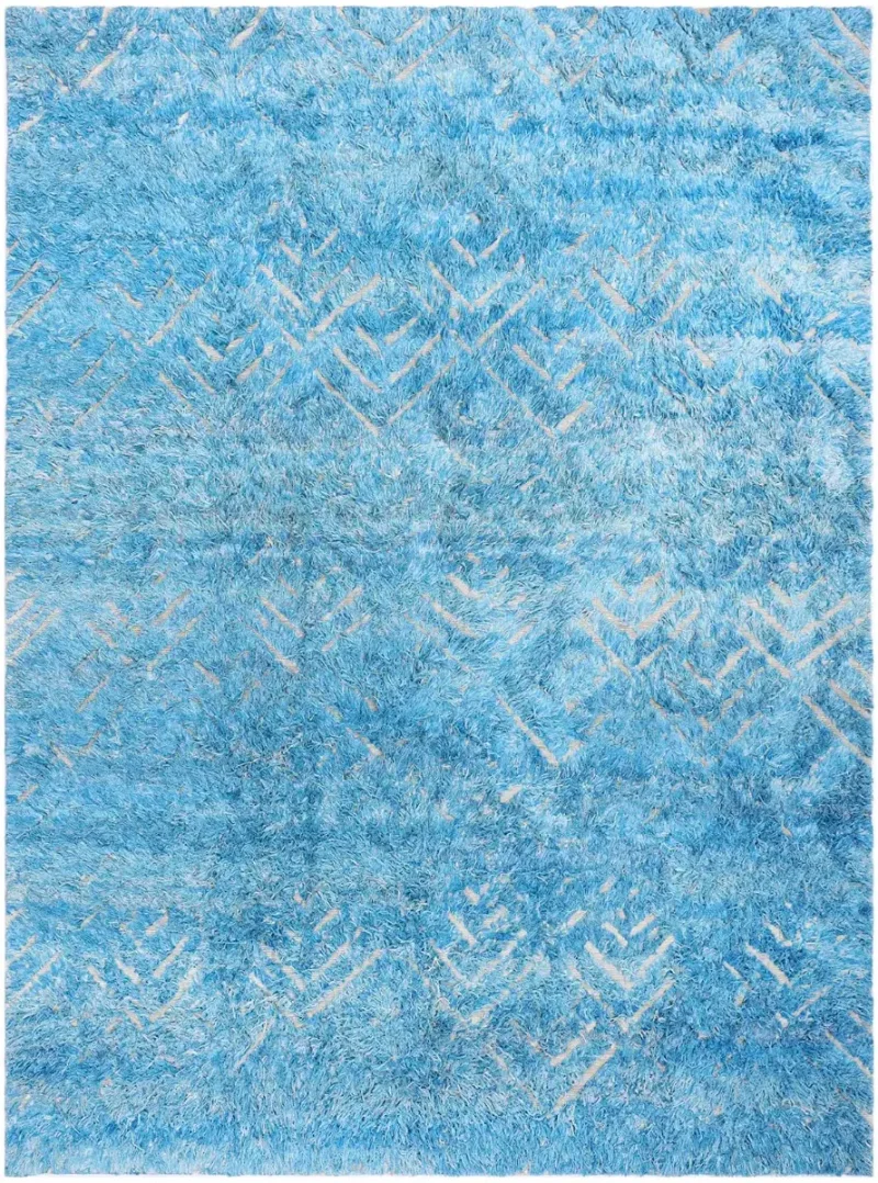 Tibetan Silk and Wool Transitional Cerulean  -  9'  x  12' 