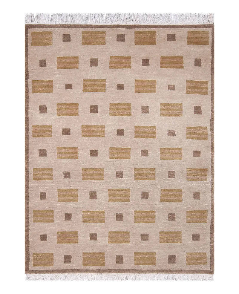Tibetan Wool Cubical Taupe  -  4'  x  6' 