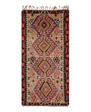 Turkish Kilim Geometric Rust - 4' 6'' x 10' 3''