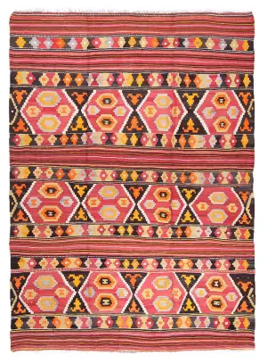 Turkish Kilim Geometric Kilim Multi - 6' 4'' x 8' 8''