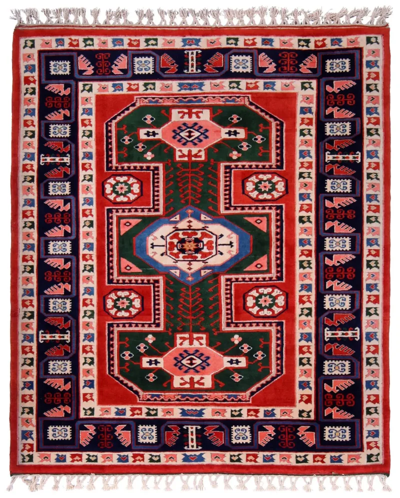 Turkish-One of a Kind Caucasian Rust/Navy  -  5' 5'' x  6' 2''