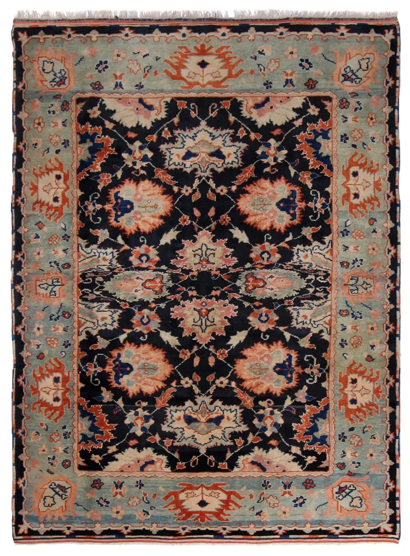 Turkish-One of a Kind Oushak Navy  -  6' 2'' x  8' 6''