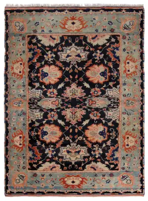 Turkish-One of a Kind Oushak Navy - 6' 2'' x 8' 6''