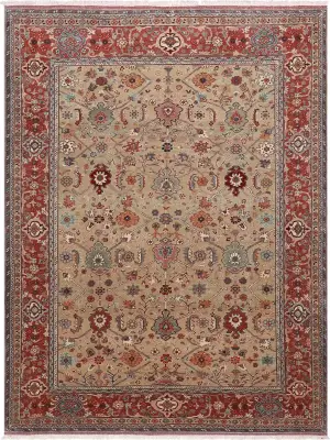 Turkish Wool Mahal Tan/Red - 8' 8'' x 11' 11''