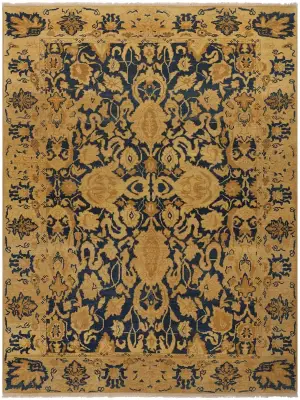 Turkish Wool Oushak Navy/Gold - 9' x 12' 3''