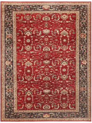 Turkish Wool Sultanabad Crimson/Charcoal - 10' x 13' 2''