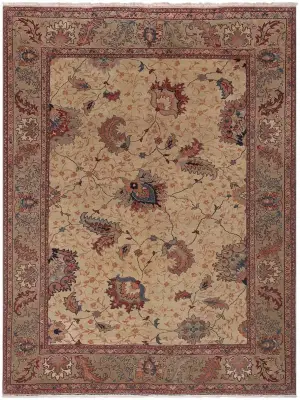 Turkish Wool Sultanabad Beige/Sage - 9' 2'' x 12' 2''