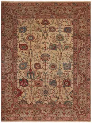 Turkish Wool Sultanabad Beige/Sage - 9' 1'' x 11' 6''