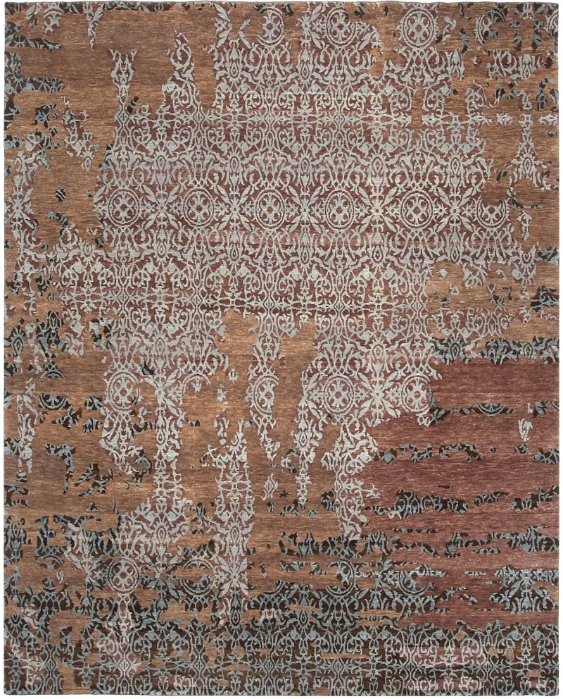 Watermarked Mosaic Transitional Blue  -  7' 9'' x  9' 8''