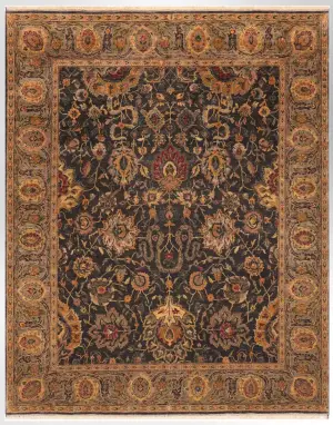 Zarnish Mahal Charcoal/Green - 8' 3'' x 10' 4''