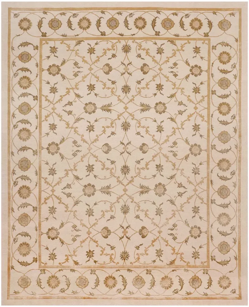 Nepali Wool and Silk Mughal Beige  -  8' 1'' x  10' 2''