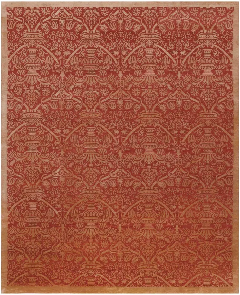Nepali Wool and Silk Vase Rust  -  8'  x  10' 3''