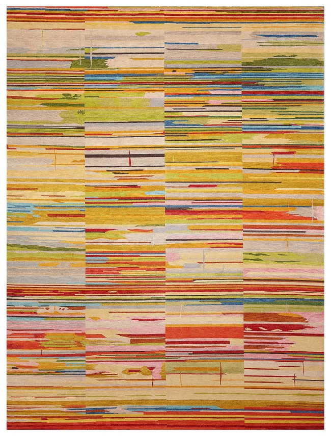 Wool & Silk Contemporary Stripes of Love Rugs
