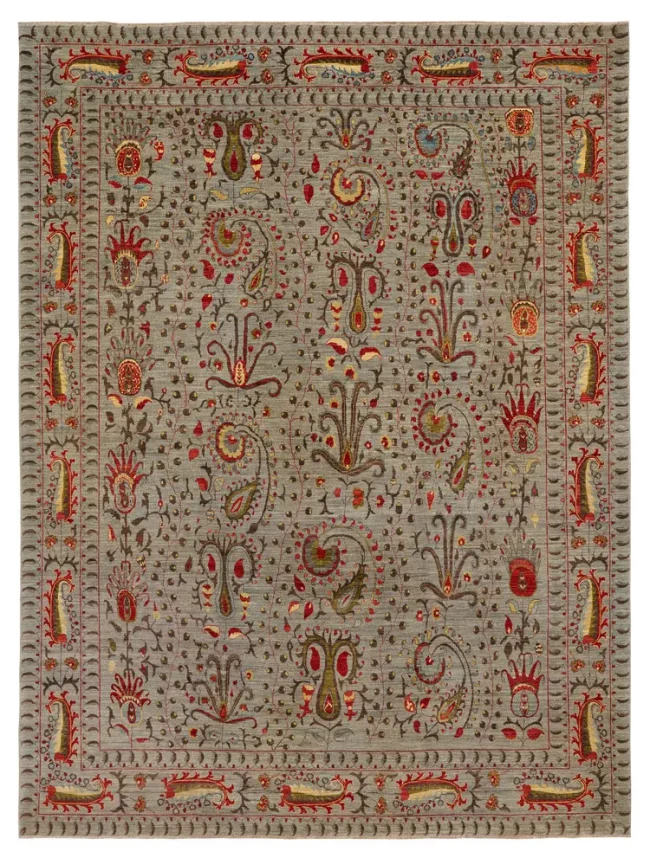 Wool & Silk Afghan Suzani Rugs
