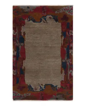 Setana Gerooz Border Tobacco - 3' x 5'